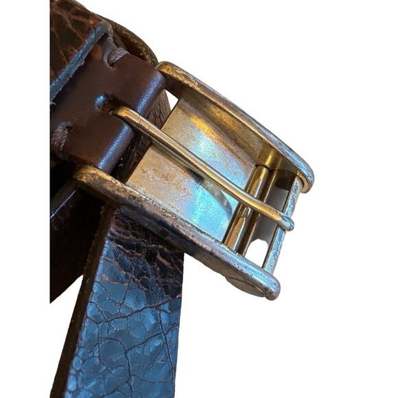 Vintage Martin Dingman Brown Leather Mens Belt Metal Buckle - Picture 2 of 8